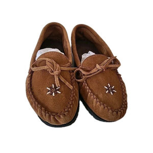 Laurentian Chief Moccasins, beaded, black Sole Size 9